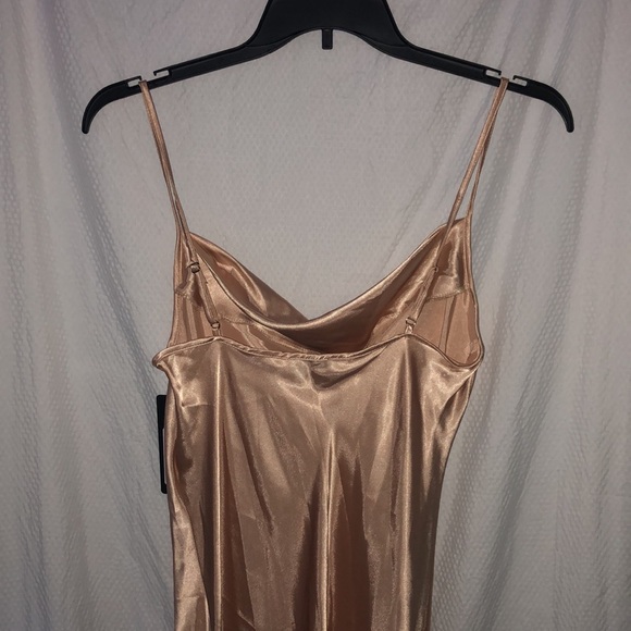 New W/Tags Bebe Taupe Spaghetti Strap Satin Slip Dress Size Medium - Picture 5 of 8